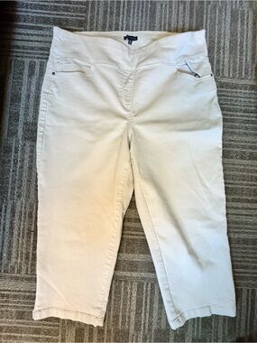 Violet & Roses Cream Cropped Ankle Pants 14W Stretchy
